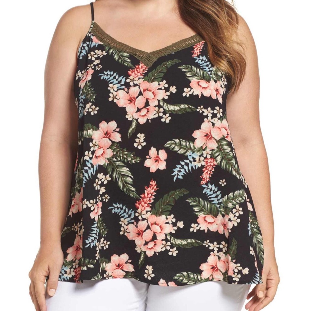 Bobeau Tropical Print Camisole 1x New